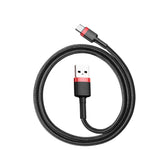 Baseus - Cablu de date Cafule - USB la Type-C, 3A, 0.5m - Negru / Roșu