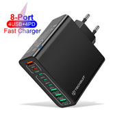 Techsuit - Încărcător 4 x USB, 4 x Type-C, 65W - Negru