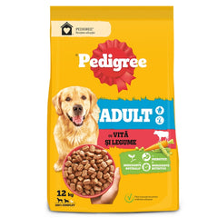 Hrana uscata pentru caini Pedigree, Adult, vita si legume, 12 kg