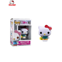 Figurina tip Hello Kitty, roz/alb, 10 cm
