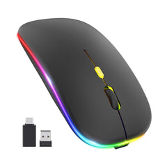 Techsuit - Mouse Wireless , LED RGB, Bluetooth 5.2, 2.4G - Black