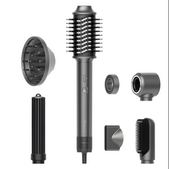 Uscător de păr profesional iHunt Femme 7 în 1 HD4 Pro, 1300W, 3 viteze, 4 temperaturi, gri metalizat, 30.5x6.5x5.8cm, set 7 accesorii