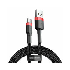 Baseus - Cablu de date Cafule - USB la Type-C, 3A, 0.5m - Negru / Roșu