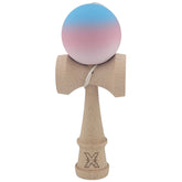 Kendama X Originala, Profesionala, Flippy, din Lemn, Rubber Grip, 18 cm, Gradient Albastru/Roz/Alb