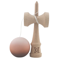 Kendama X Originala, Profesionala, Flippy, din Lemn, Rubber Grip, 18 cm, Maro/Bej/Roz