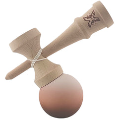 Kendama X Originala, Profesionala, Flippy, din Lemn, Rubber Grip, 18 cm, Maro/Bej/Roz
