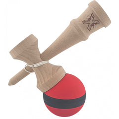 Kendama X Originala, Profesionala, Flippy, din Lemn, Rubber Grip, 18 cm, Rosu/Negru