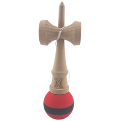 Kendama X Originala, Profesionala, Flippy, din Lemn, Rubber Grip, 18 cm, Rosu/Negru