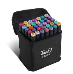 Set 36 markere tip carioci cu 2 capete si geanta depozitare, Multicolor