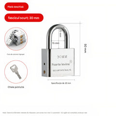 Lacat Alb din Inox 30mm cu 3 Chei
