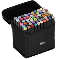 Set 60 Markere cu 2 Capete + Geantă Depozitare – Multicolor