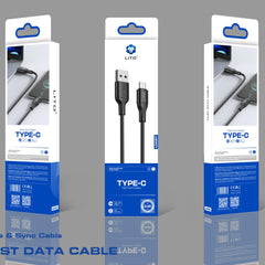 Lito - Cablu de date USB la Type-C, PVC, 1m - Negru