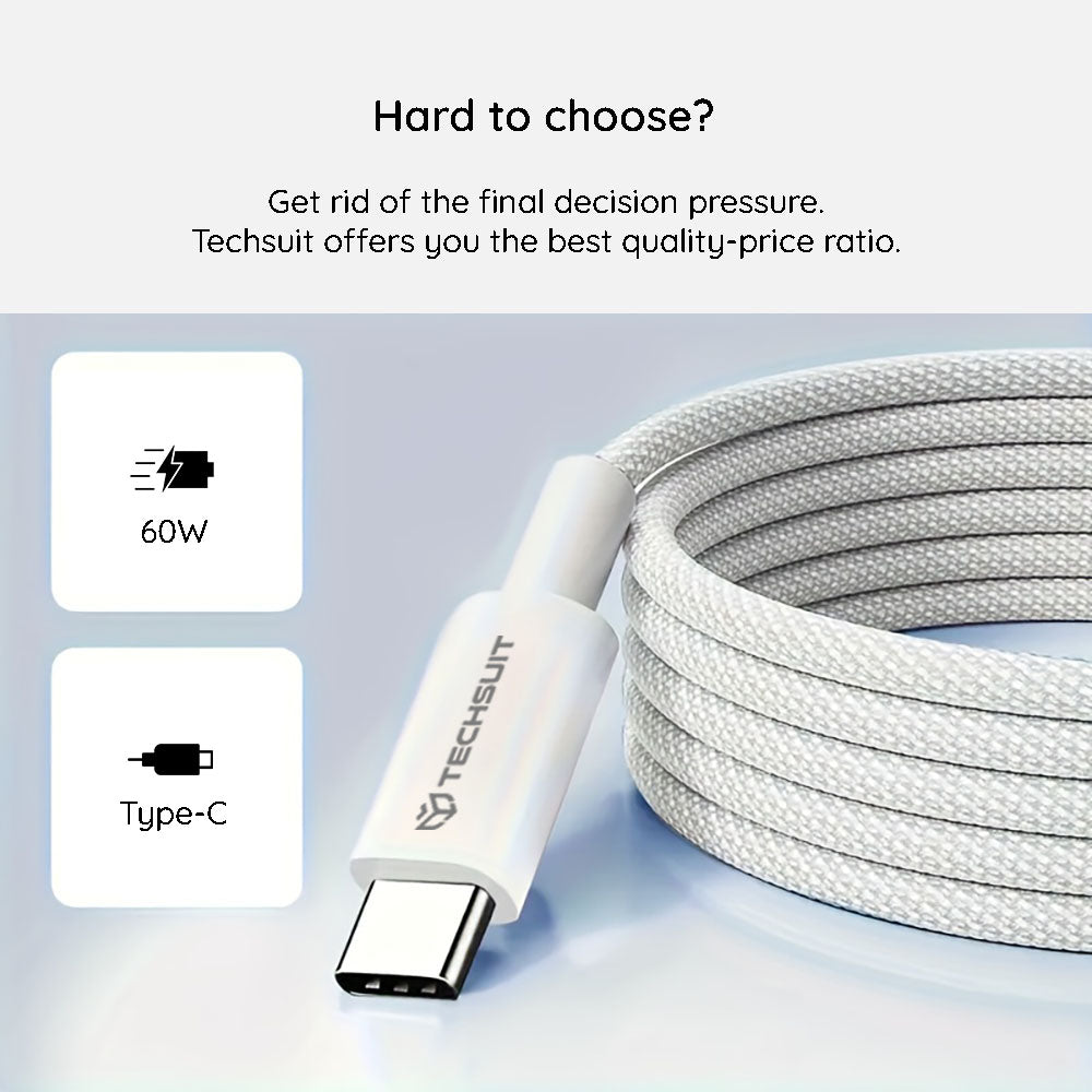 Techsuit - Cablu de date - pentru Apple, Android, Type-C, 1m - Multicolor