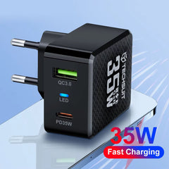 Techsuit - Încărcător, USB, Type-C, încărcare rapidă, PD35W