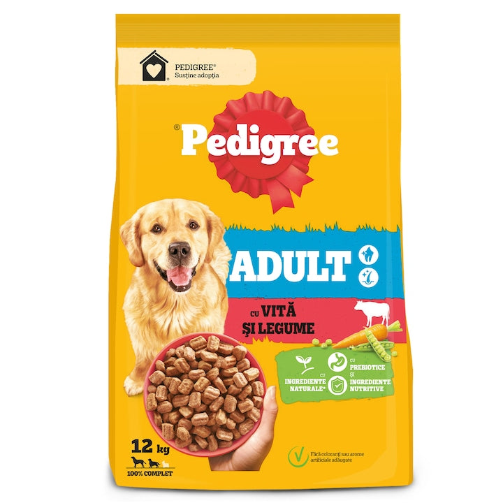 Hrana uscata pentru caini Pedigree, Adult, vita si legume, 12 kg