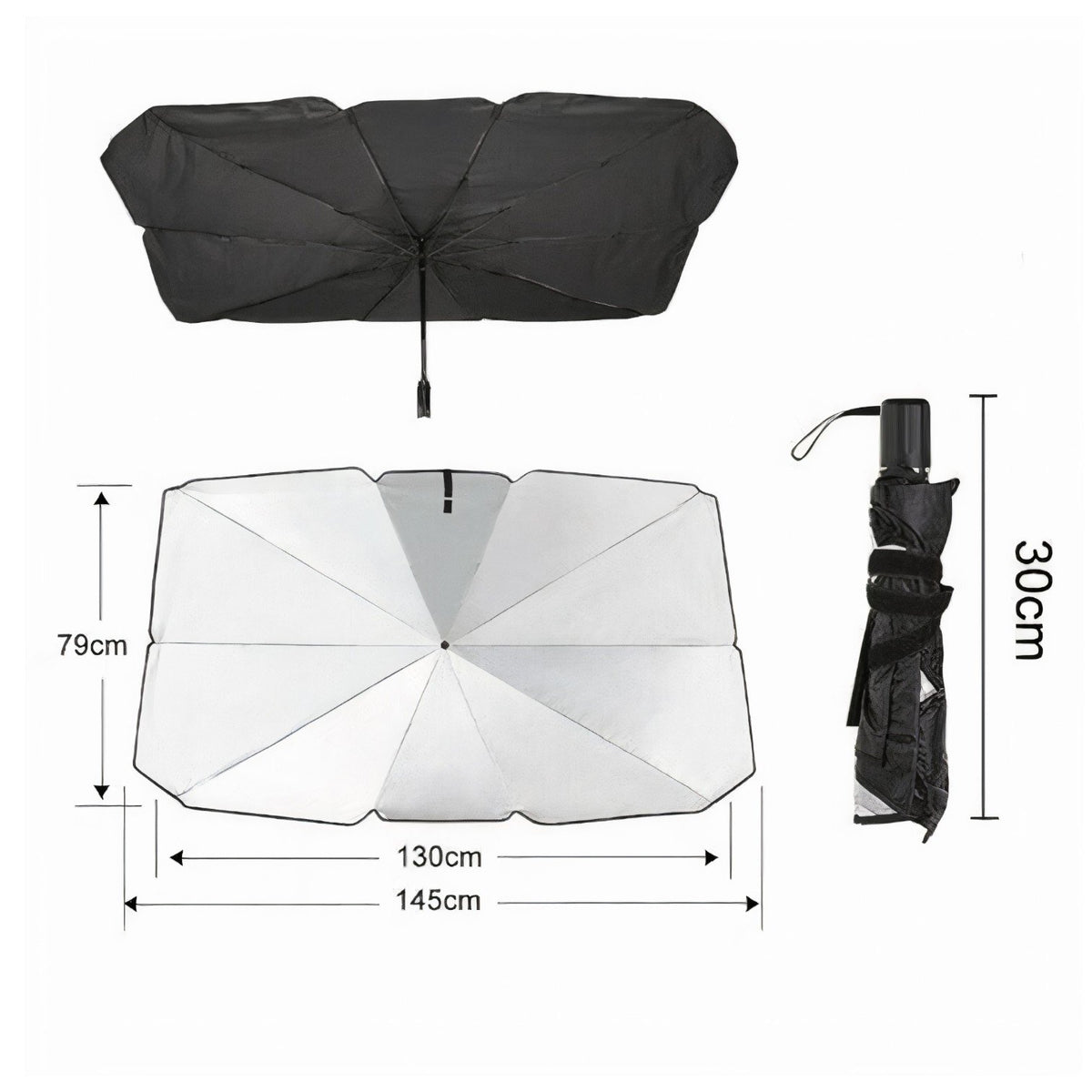 Parasolar Auto Pliabil 140x79cm pentru Masina, Tip Umbrela