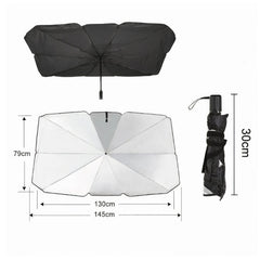 Parasolar Auto Pliabil 140x79cm pentru Masina, Tip Umbrela