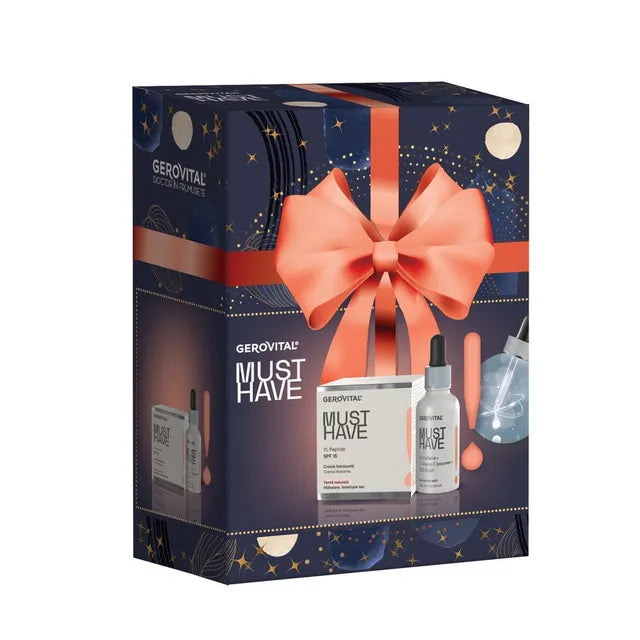 Pachet cadou Gerovital Must Have: Ser Contur Ochi, 30ml + Crema Hidratanta cu 1% Peptide SPF15, 50ml