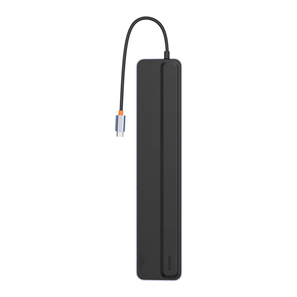Adaptor HUB aluminiu 12-in-1 Baseus EliteJoy Gen2, USB-C - 2x HDMI, 3x USB 3.0, 1x USB-C PD, 1x USB-C, 1x DisplayPort, 1x Mini Jack 3.5mm, 1x RJ45, 1x MicroSD, 1x SD, Gri inchis