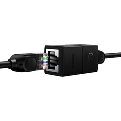 Set 2 conectori cablu de retea, Baseus, Policarbonat, 1000 Mbps, 22 g, Negru
