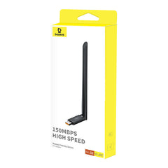 Adaptor wireless FastJoy, Baseus, 150Mbps, 6dBi, IEEE 802.11 b/g/n, 2.4 GHz, USB-A, Negru