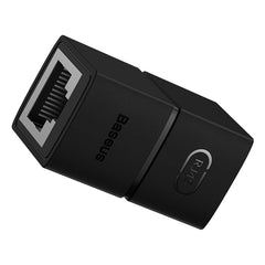 Set 2 conectori cablu de retea, Baseus, Policarbonat, 1000 Mbps, 22 g, Negru