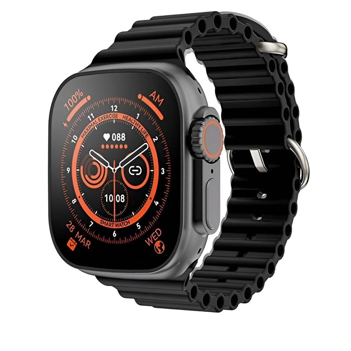 Ceas Smartwatch S9 Ultra, Deluxe Edition, Incarcare Wireless, Notificare Apel, Ritm Cardiac, Monitorizare Somn cu Bratara din Silicon
