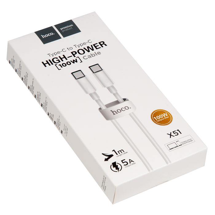 Hoco Cablu de Date USB Type-c La Type-c 100w 5a 1m White