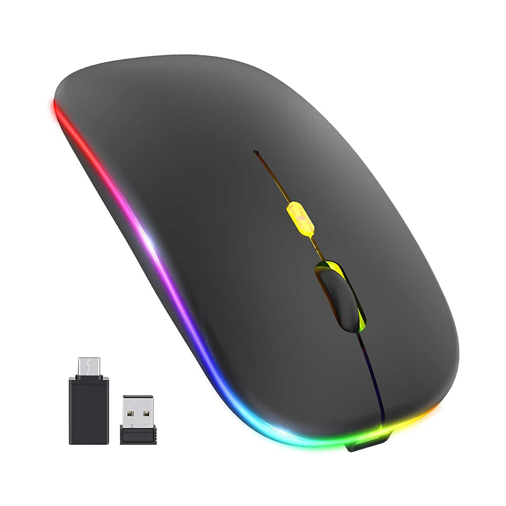 Techsuit - Mouse Wireless , LED RGB, Bluetooth 5.2, 2.4G - Black