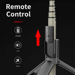 Techsuit - Selfie Stick - Trepied cu telecomandă Bluetooth, 90 cm - Negru