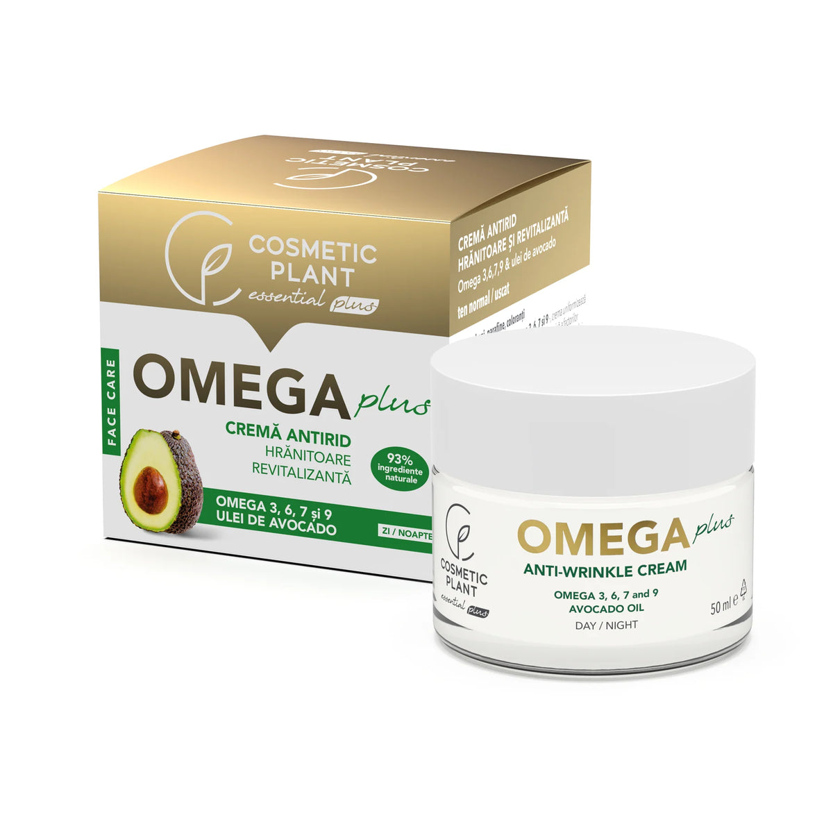 Crema Antirid Hranitoare si Revitalizanta Omega Plus cu Omega 3, 6, 7, 9 si Ulei de Avocado 50 mililitri Cosmetic Plant