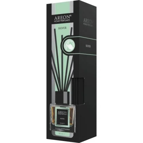 Odorizant de camera cu stick, Areon Home Perfume Silver, 150 ml