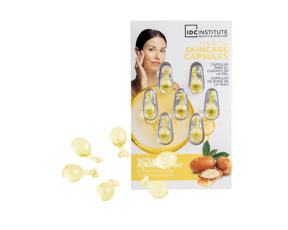 Ser facial cu ulei de argan, IDC Institute, Natural Elements, set 7 capsule, 0.34ml/capsula