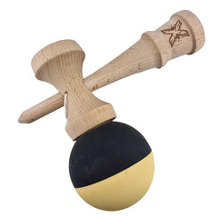 Kendama X Originala, Profesionala, Flippy, din Lemn, Rubber Grip, 18 cm, Galben/Negru