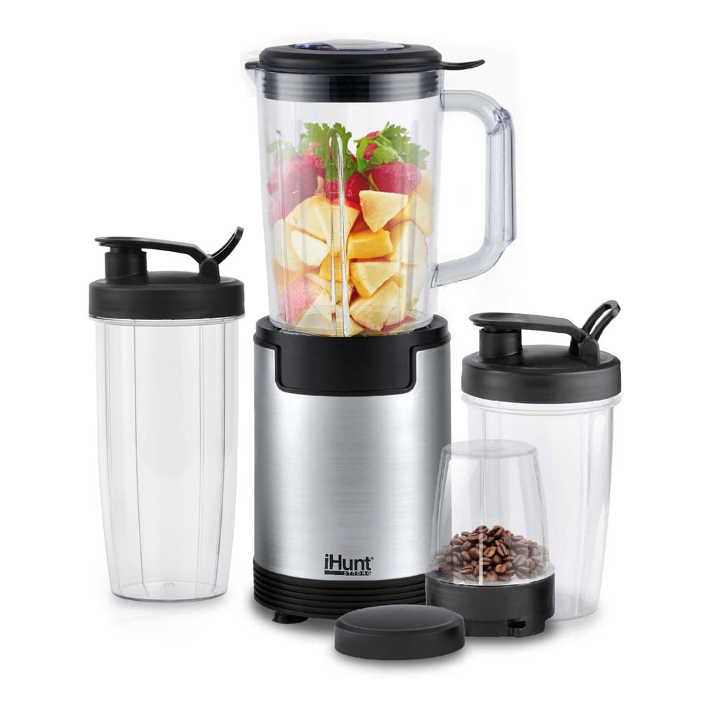 Set Multi Blender iHunt Bro 4 in 1, Putere 900W, 18000rpm, 1L, 6 cutite Inox