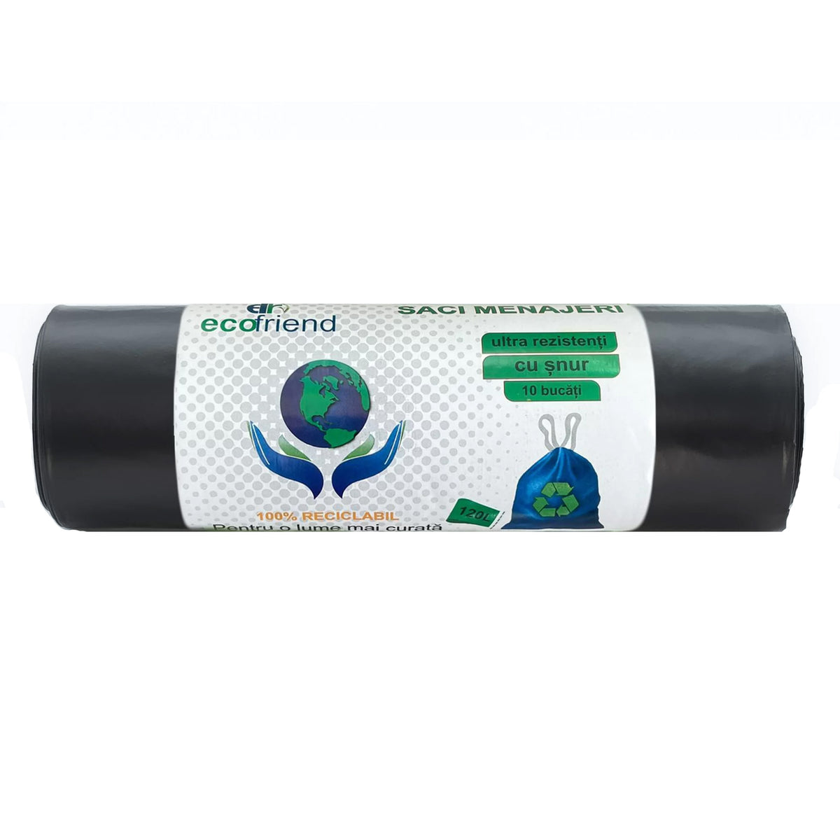 Saci menajeri ultrarezistenti, cu snur, ECOFRIEND, 120 L