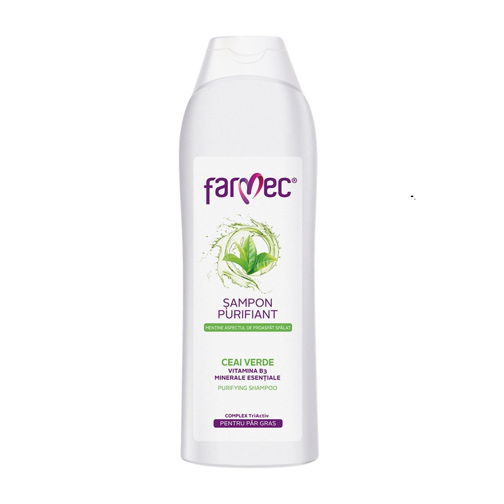 Sampon purifiant pentru par gras cu ceai verde, 400 ml, Farmec