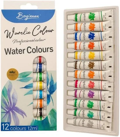 Tempera Acuarele la Tub 12ml, pe Baza de Apa 12/set